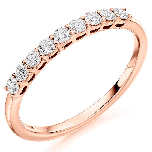 Ring - Round brilliant cut diamond claw set half eternity ring, 0.33ct - PA Jewellery