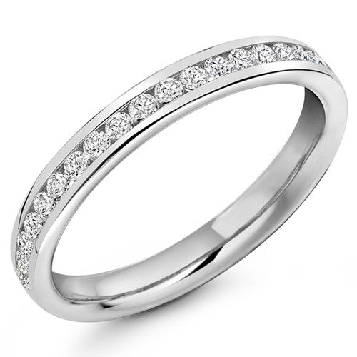 Ring - Round brilliant cut diamond channel set half eternity ring, 0.33ct - PA Jewellery