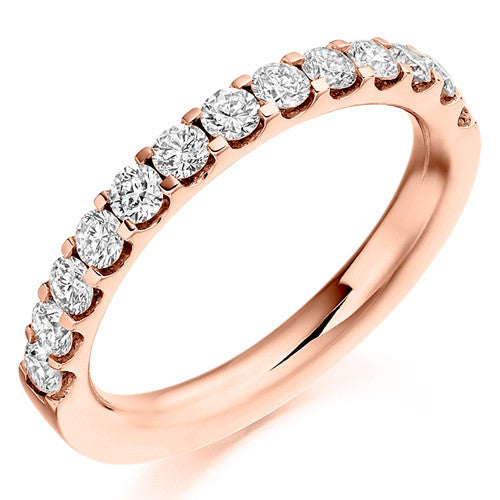 Ring - Round brilliant cut diamond micro claw set half eternity ring, 0.75ct - PA Jewellery