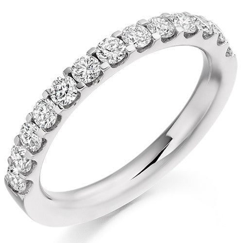 Ring - Round brilliant cut diamond micro claw set half eternity ring, 0.75ct - PA Jewellery