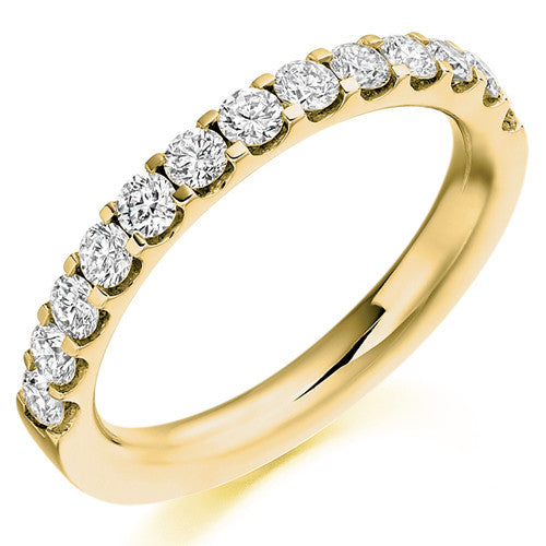 Ring - Round brilliant cut diamond micro claw set half eternity ring, 0.75ct - PA Jewellery