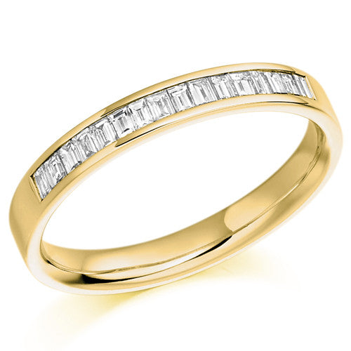 Ring - Baguette cut diamond channel set half eternity ring, 0.33ct - PA Jewellery