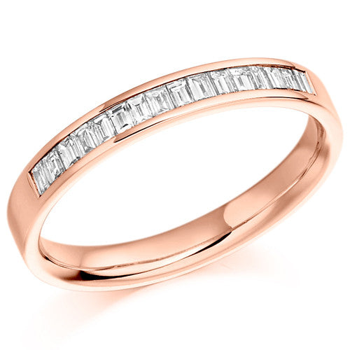 Ring - Baguette cut diamond channel set half eternity ring, 0.33ct - PA Jewellery