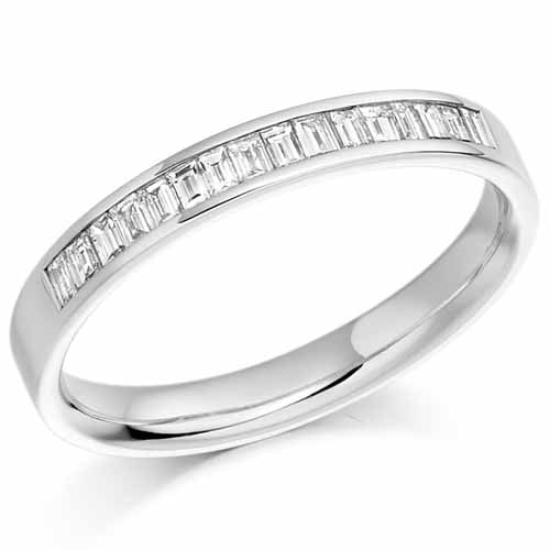 Ring - Baguette cut diamond channel set half eternity ring, 0.33ct - PA Jewellery