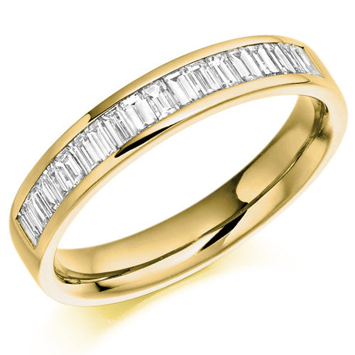 Ring - Baguette cut diamond channel set half eternity ring, 0.56ct - PA Jewellery