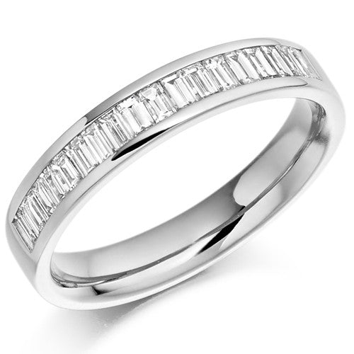 Ring - Baguette cut diamond channel set half eternity ring, 0.56ct - PA Jewellery