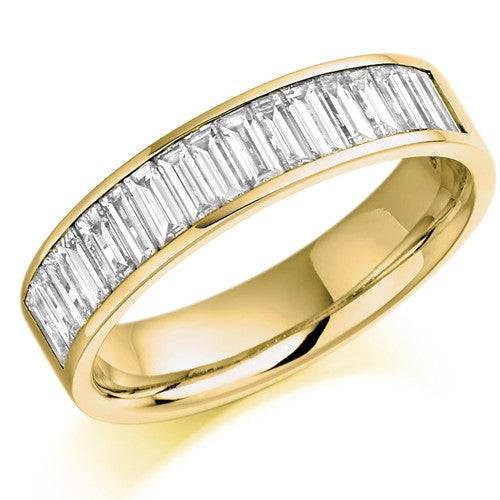 Ring - Baguette cut diamond channel set half eternity ring, 1.00ct - PA Jewellery