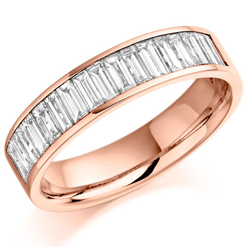 Ring - Baguette cut diamond channel set half eternity ring, 1.00ct - PA Jewellery