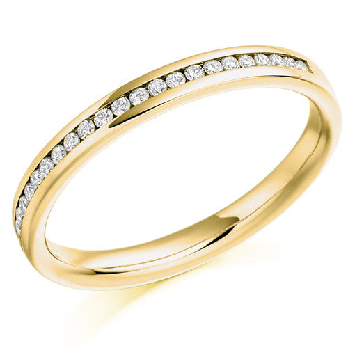 Ring - Round brilliant cut diamond channel set half eternity ring, 0.15ct - PA Jewellery