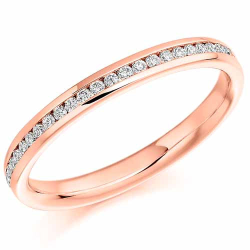 Ring - Round brilliant cut diamond channel set half eternity ring, 0.15ct - PA Jewellery