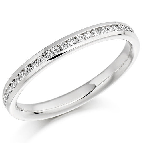 Ring - Round brilliant cut diamond channel set half eternity ring, 0.15ct - PA Jewellery