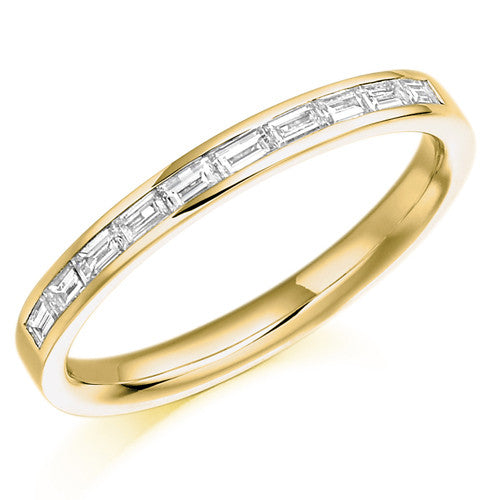 Ring - Baguette cut diamond channel set half eternity ring, 0.30ct - PA Jewellery