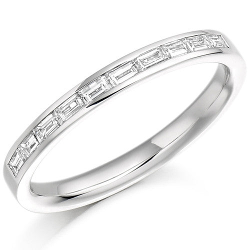 Ring - Baguette cut diamond channel set half eternity ring, 0.30ct - PA Jewellery