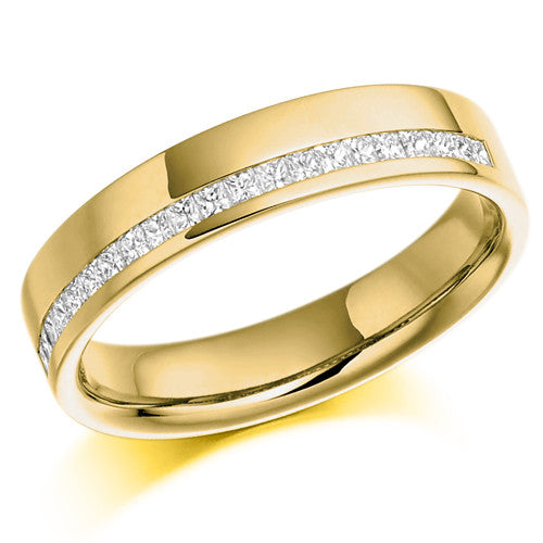 Ring - Princess cut diamond offset channel half eternity ring, 0.25ct - PA Jewellery