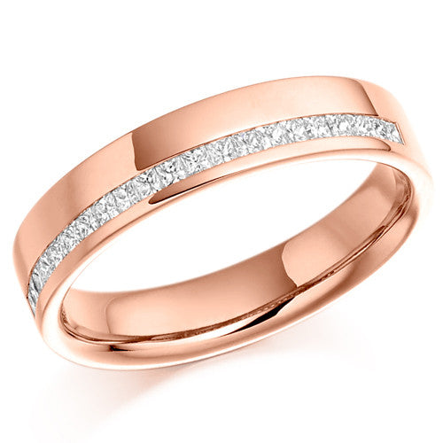 Ring - Princess cut diamond offset channel half eternity ring, 0.25ct - PA Jewellery