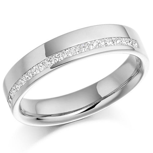Ring - Princess cut diamond offset channel half eternity ring, 0.25ct - PA Jewellery