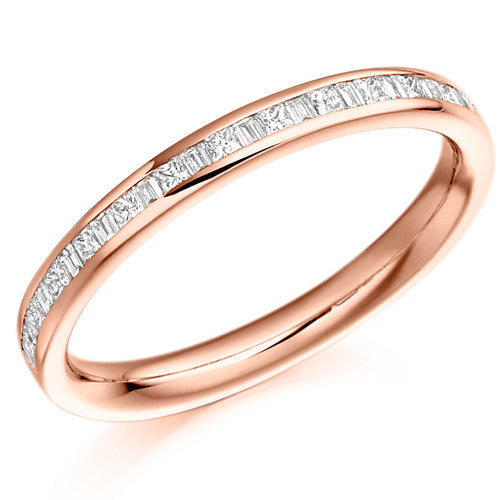 Ring - Princess and baguette cut diamond half eternity ring, 0.30ct - PA Jewellery