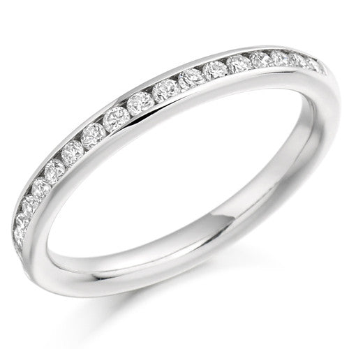 Ring - Round brilliant cut diamond channel set half eternity ring, 0.33ct - PA Jewellery