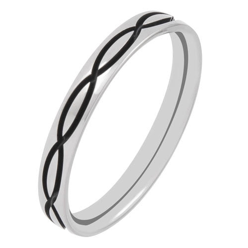 Ring - Double wave detail 3mm band in titanium - PA Jewellery