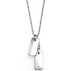 Diamond set child's dog tag pendant and chain in silver