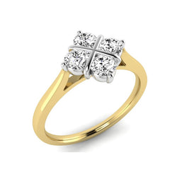 Diamond four stone cluster ring in 9ct yellow gold