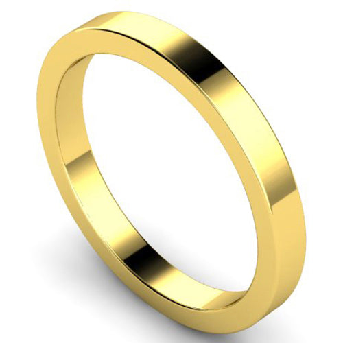 Flat profile wedding ring in yellow gold | 2.5mm width