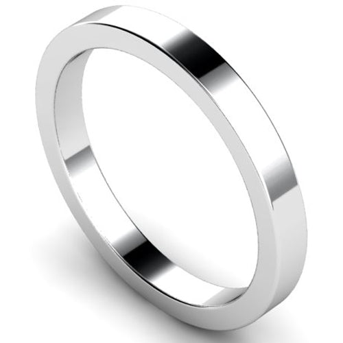 Flat profile wedding ring in platinum | 2.5mm width