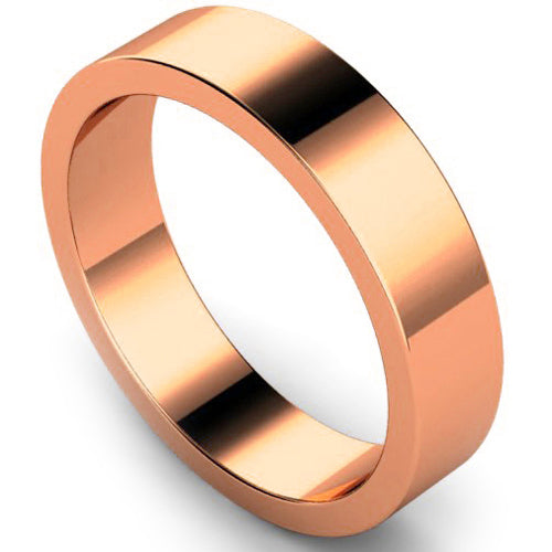 Flat profile wedding ring in rose gold | 5mm width