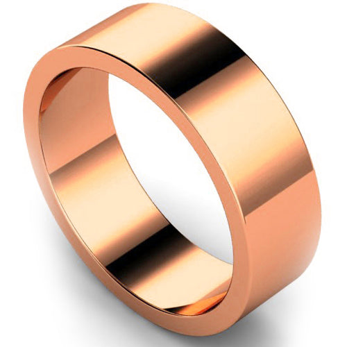 Flat profile wedding ring in rose gold | 7mm width