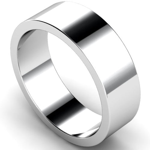 Flat profile wedding ring in platinum | 7mm width