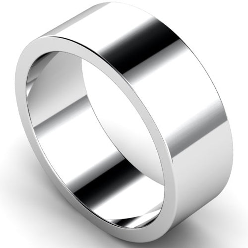 Flat profile wedding ring in palladium | 8mm width