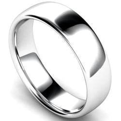 Slight court profile wedding ring in platinum, 6mm width