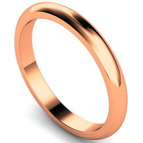 D-shape profile wedding ring in rose gold | 2.5mm width