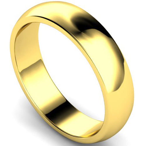 D-shape profile wedding ring in yellow gold | 5mm width