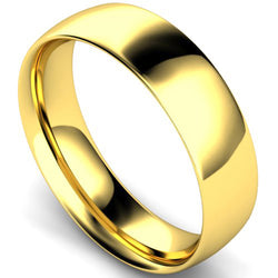 Traditional court profile wedding ring in yellow gold, 6mm width