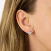 Cubic zirconia diamond shape stud earrings in silver