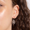 Keshi pearl and cubic zirconia drop earrings in silver