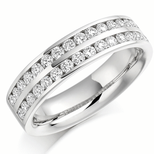 Ring - Round brilliant cut diamond double row half eternity ring 0.75ct - PA Jewellery