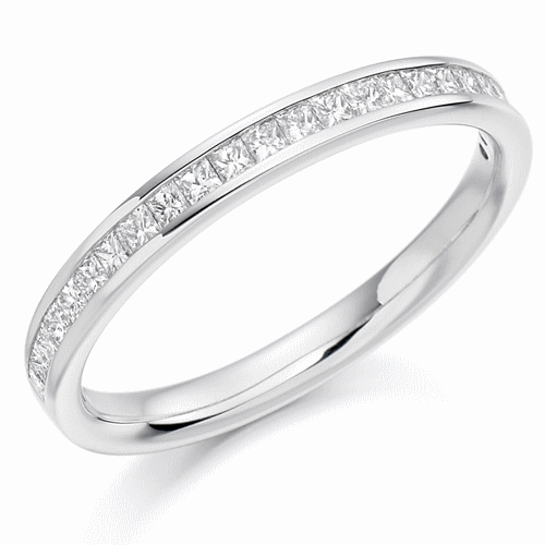 Ring - Princess cut diamond channel set half eternity ring, 0.33ct - PA Jewellery