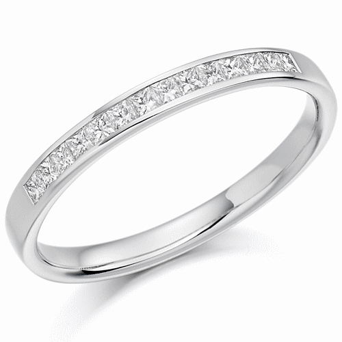 Ring - Princess cut diamond channel set half eternity ring, 0.20ct - PA Jewellery