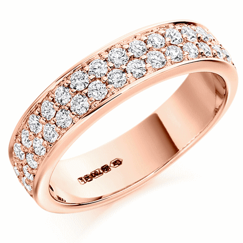 Ring - Round brilliant cut diamond double row half eternity ring 0.75ct - PA Jewellery