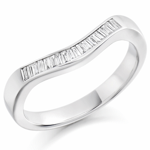 Ring - Baguette cut diamond curved half eternity ring, 0.20ct - PA Jewellery