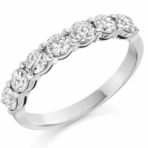 Ring - Round brilliant cut diamond claw set half eternity ring, 1.00ct - PA Jewellery