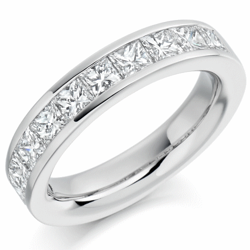 Ring - Princess cut diamond channel set half eternity ring, 2.00ct - PA Jewellery