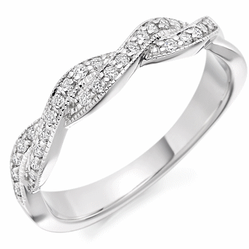 Ring - Diamond set twist design band ring, 0.22ct - PA Jewellery