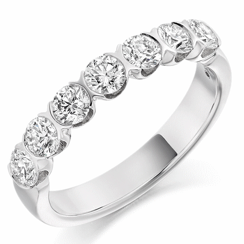Ring - Round brilliant cut diamond half eternity ring, 1.00ct - PA Jewellery