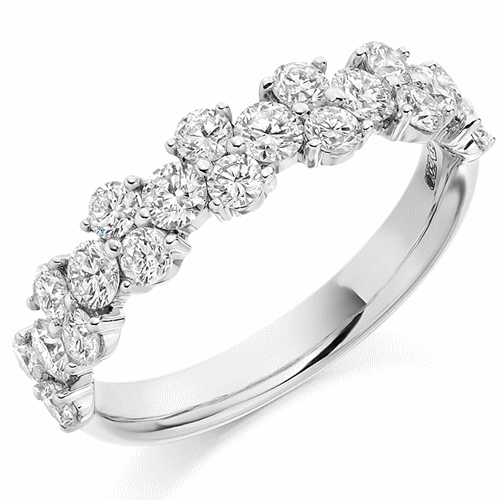Ring - Round brilliant cut diamond claw set half eternity ring, 1.20ct - PA Jewellery