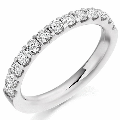 Ring - Round brilliant cut diamond micro claw set half eternity ring, 0.75ct - PA Jewellery