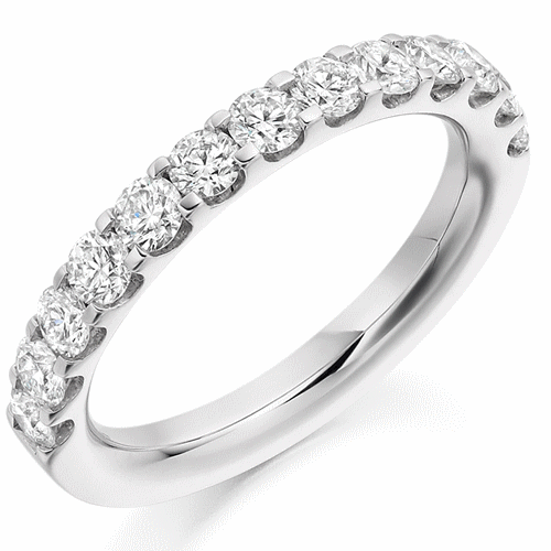 Ring - Round brilliant cut diamond micro claw set half eternity ring, 1.00ct - PA Jewellery