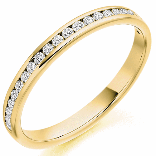 Ring - Round brilliant cut diamond channel set half eternity ring, 0.25ct - PA Jewellery